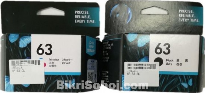 HP Genuine 63 Black-Tri-color Ink Cartridges Full Set